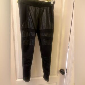 Bebe Black Leggings with Faux Leather Detail